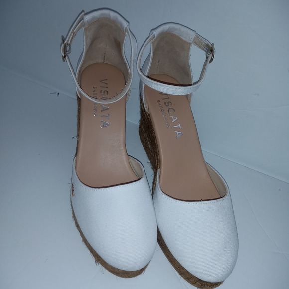 Viscata Espadrille White Canvas  Wedge Sandals  EU 40 US 8.5 /9 shoes  $145